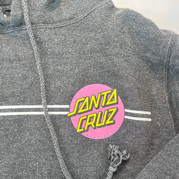 Santa Cruz Heather Grey Pullover Hoodie Pink & Orange Logo Graphic - Picture 2 of 4